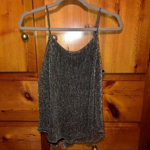 Silver Spaghetti Strap Top